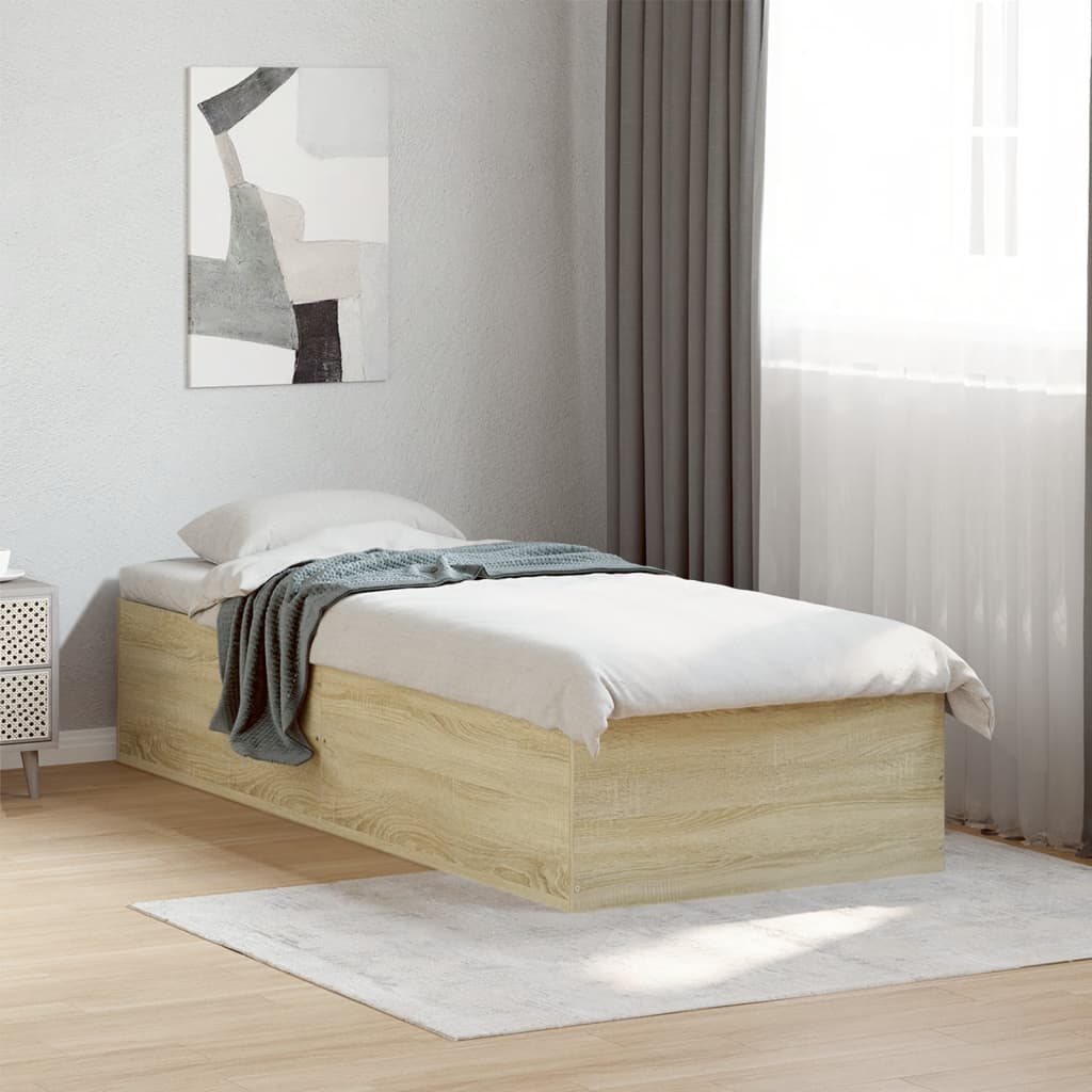 Cadre de lit sans matelas chêne sonoma 75x190 cm