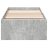 Cadre de lit sans matelas gris béton 75x190 cm