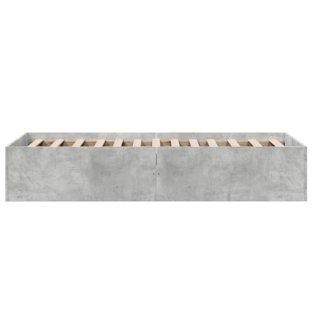 Cadre de lit sans matelas gris béton 75x190 cm