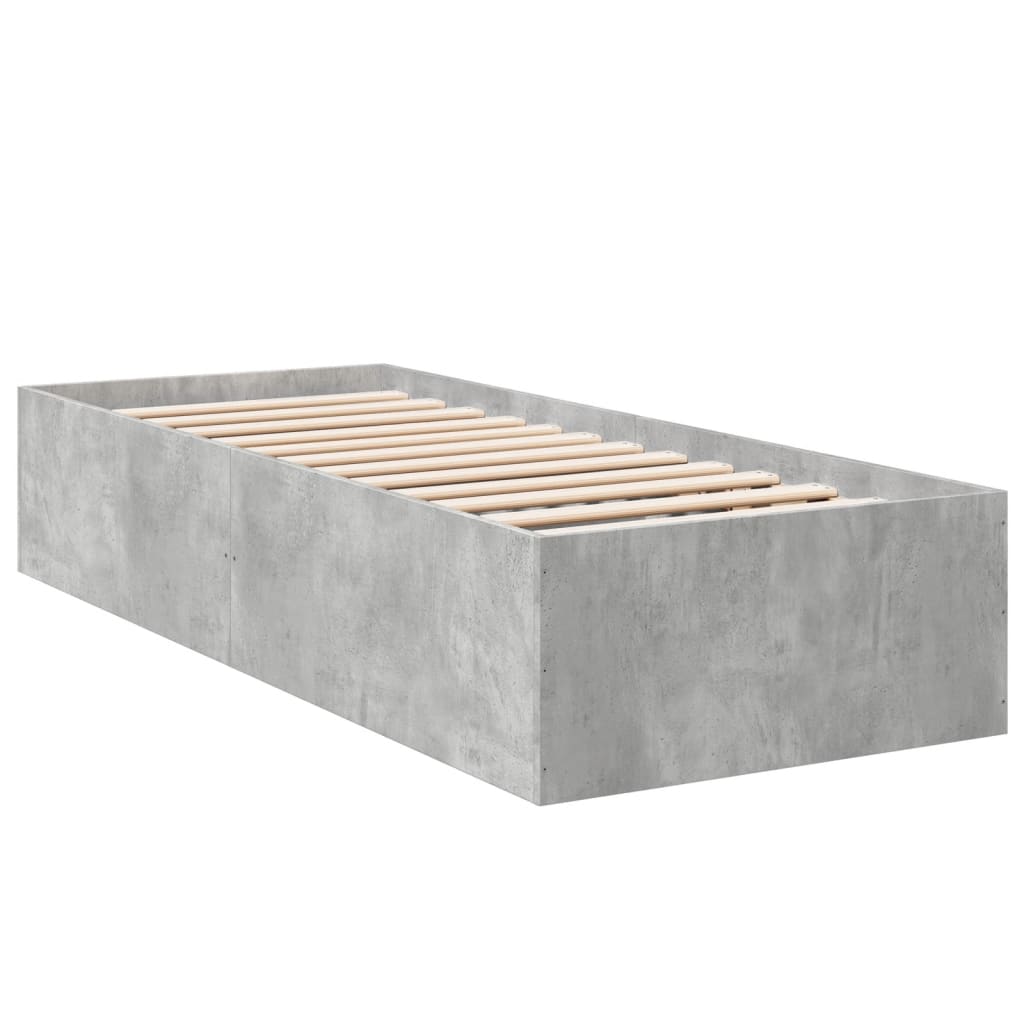 Cadre de lit sans matelas gris béton 75x190 cm