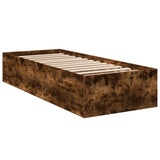 Cadre de lit sans matelas chêne fumé 75x190cm bois d'ingénierie