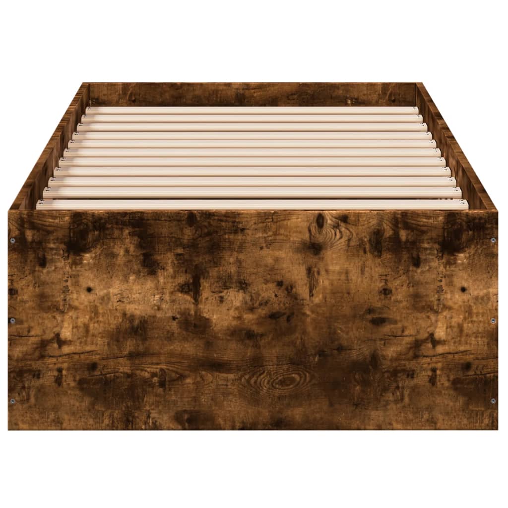 Cadre de lit sans matelas chêne fumé 75x190cm bois d'ingénierie