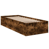 Cadre de lit sans matelas chêne fumé 75x190cm bois d'ingénierie