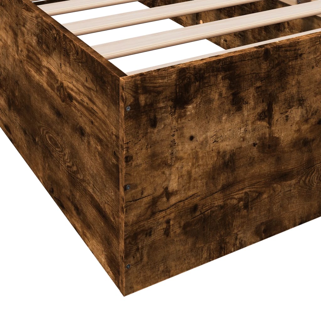 Cadre de lit sans matelas chêne fumé 75x190cm bois d'ingénierie