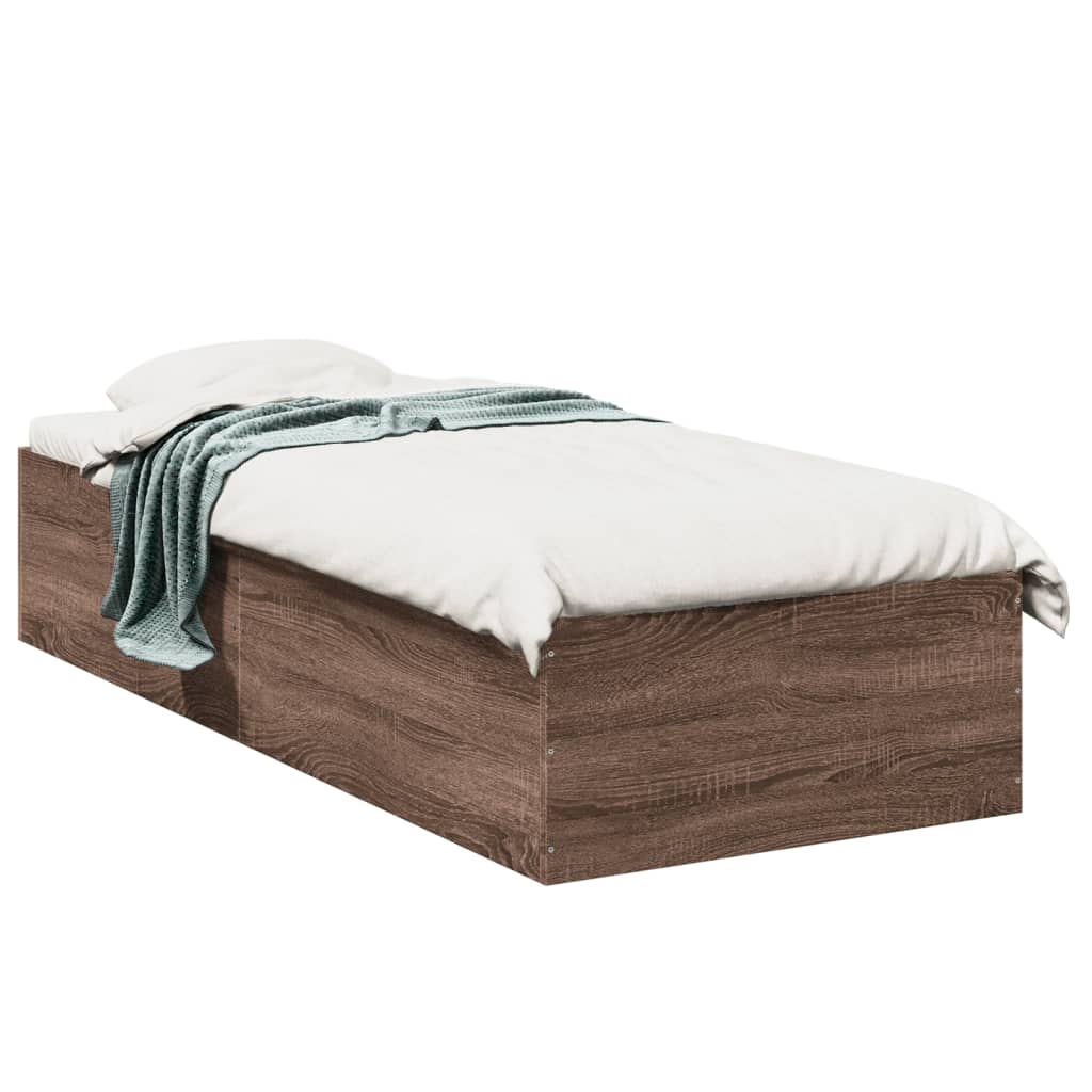 Cadre de lit sans matelas chêne marron 75x190cm bois ingénierie