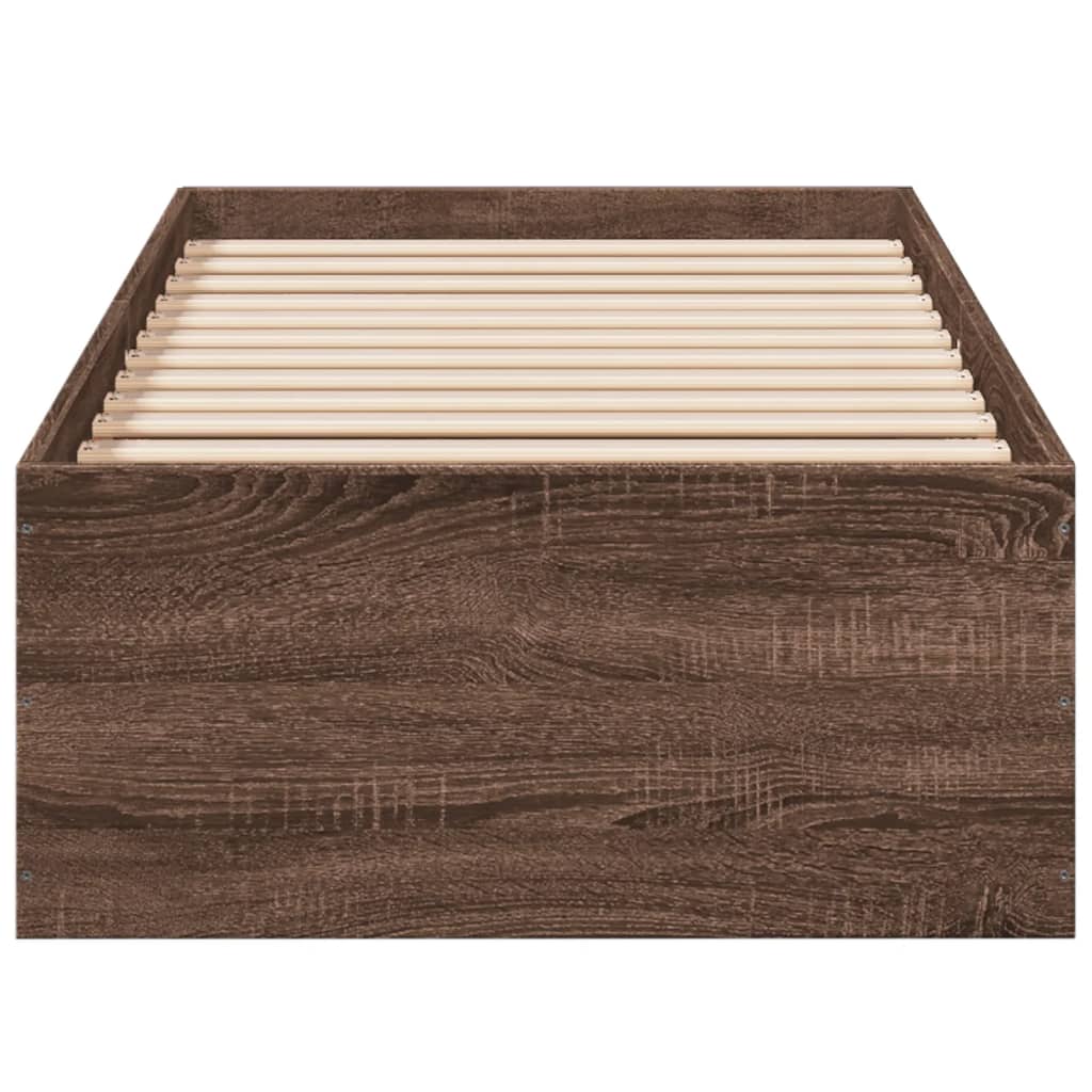 Cadre de lit sans matelas chêne marron 75x190cm bois ingénierie