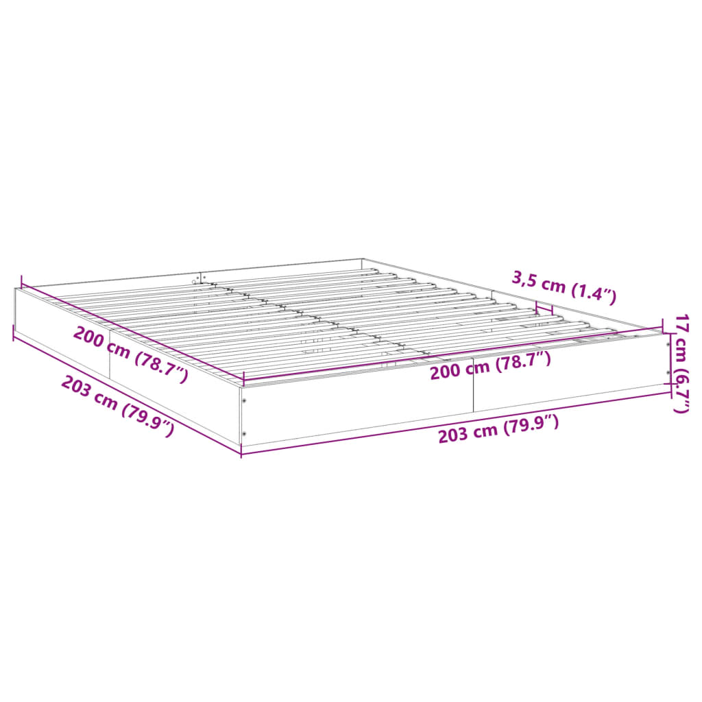 Cadre de lit sans matelas blanc 200x200 cm bois d'ingénierie