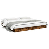 Cadre de lit sans matelas chêne fumé 200x200 cm bois ingénierie