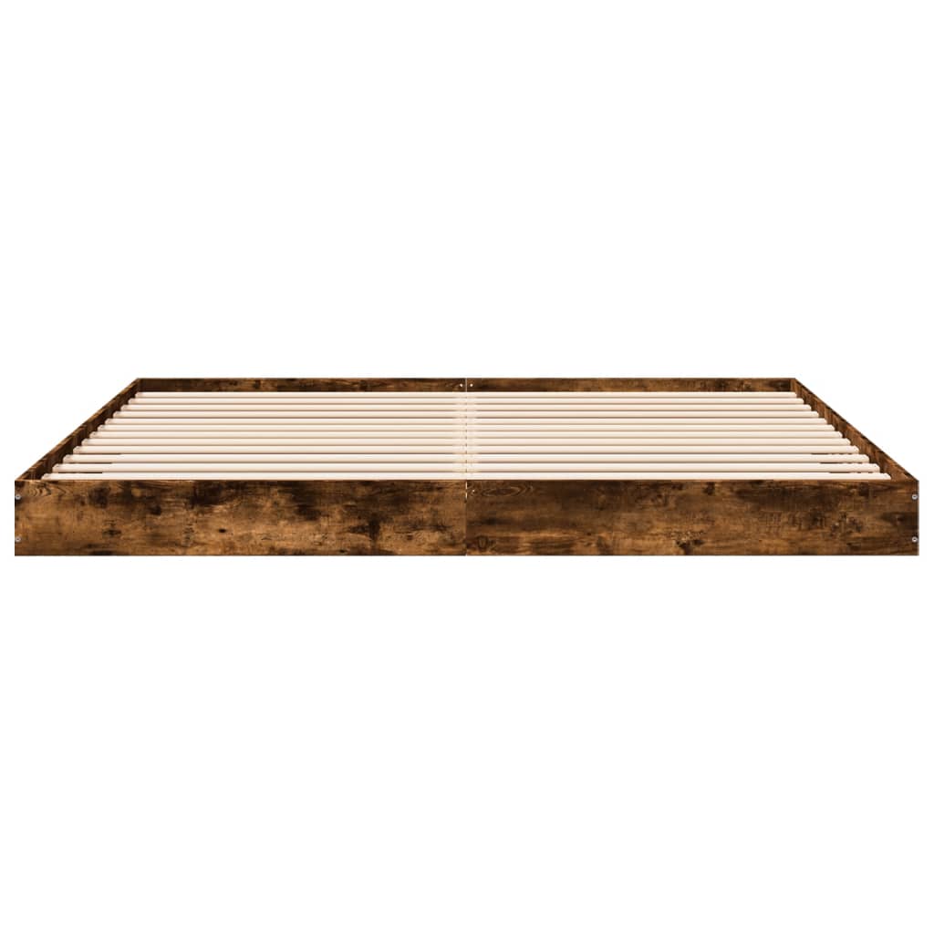 Cadre de lit sans matelas chêne fumé 200x200 cm bois ingénierie