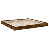 Cadre de lit sans matelas chêne fumé 200x200 cm bois ingénierie