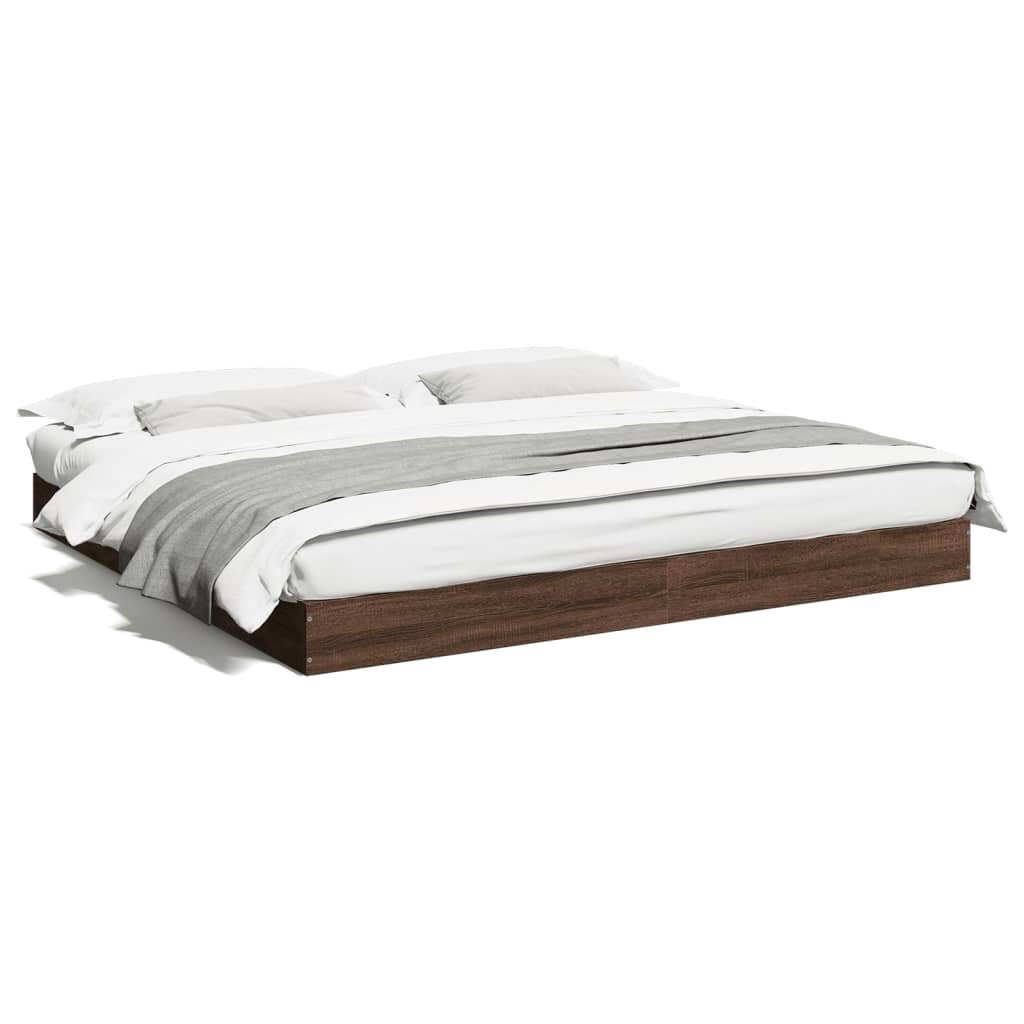 Bed frame without mattress brown oak 200x200 cm