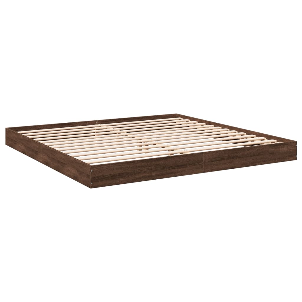 Bed frame without mattress brown oak 200x200 cm