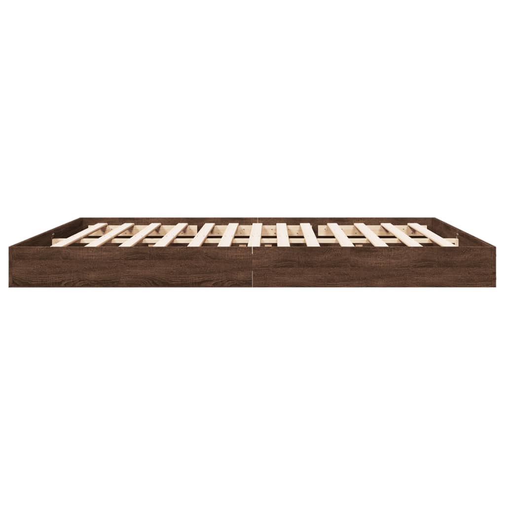 Bed frame without mattress brown oak 200x200 cm