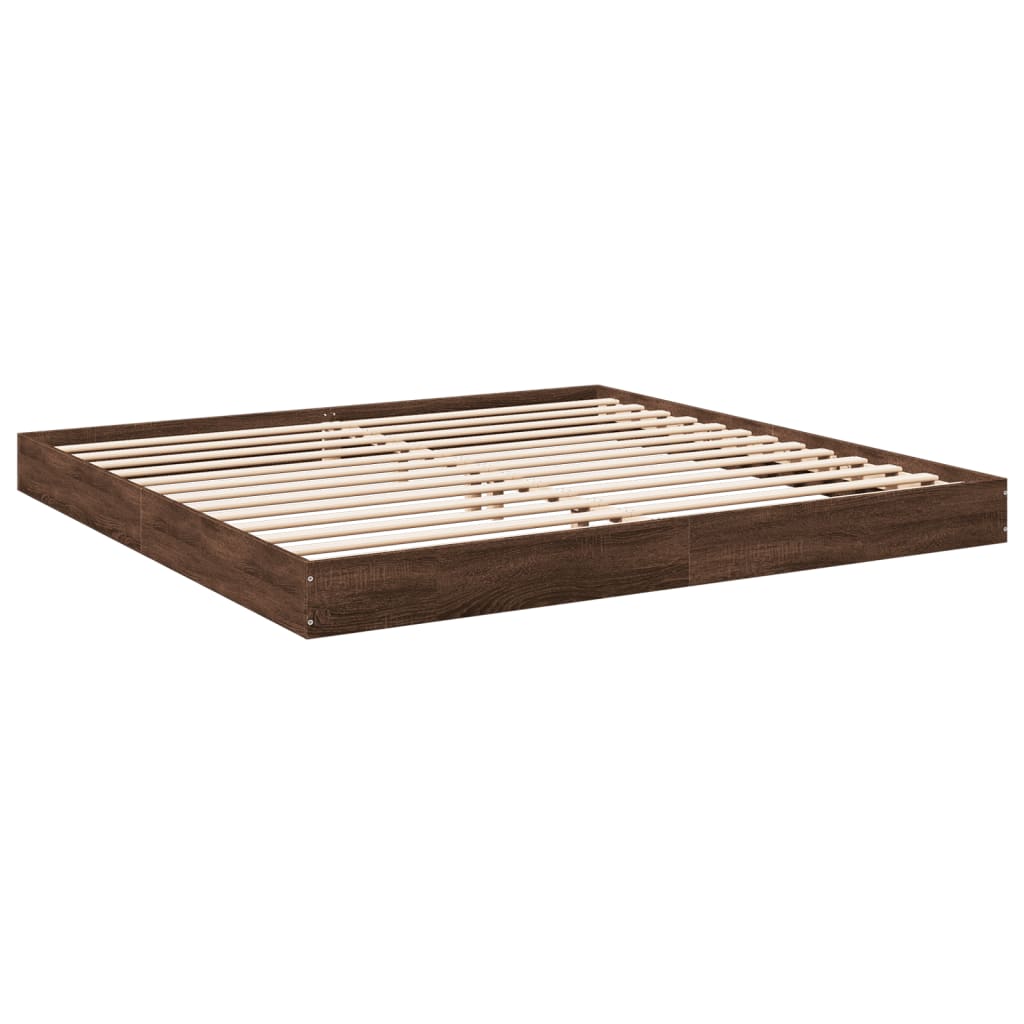 Bed frame without mattress brown oak 200x200 cm