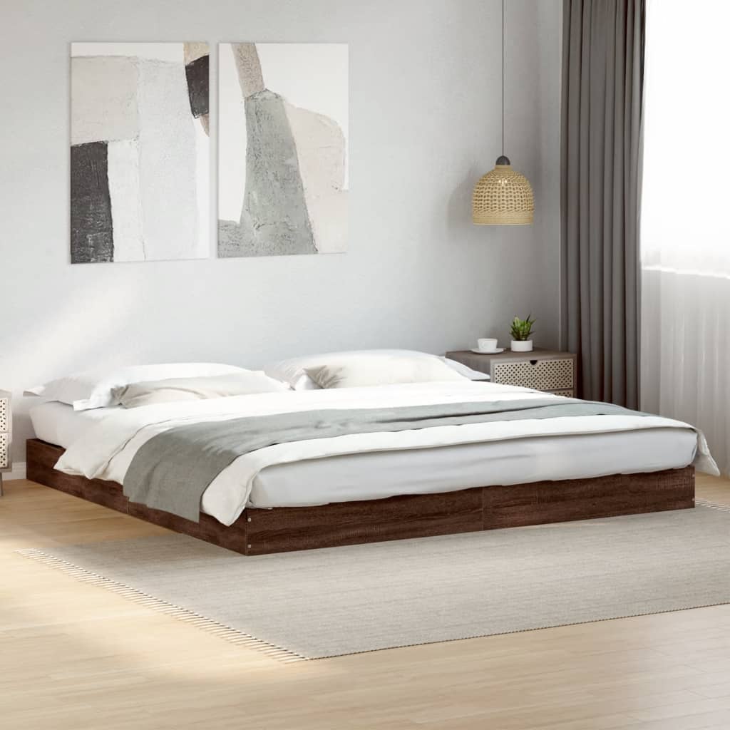 Bed frame without mattress brown oak 200x200 cm