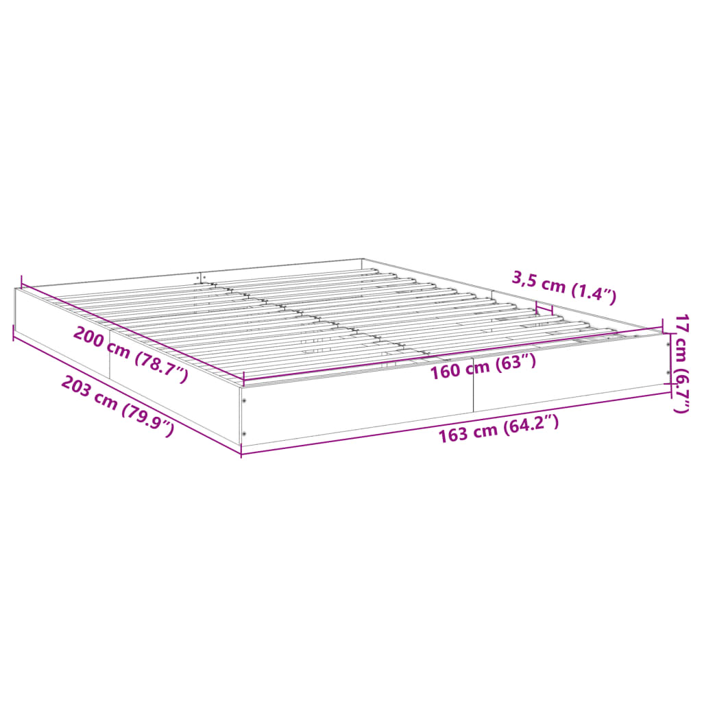 Bed frame without mattress sonoma oak 160x200 cm