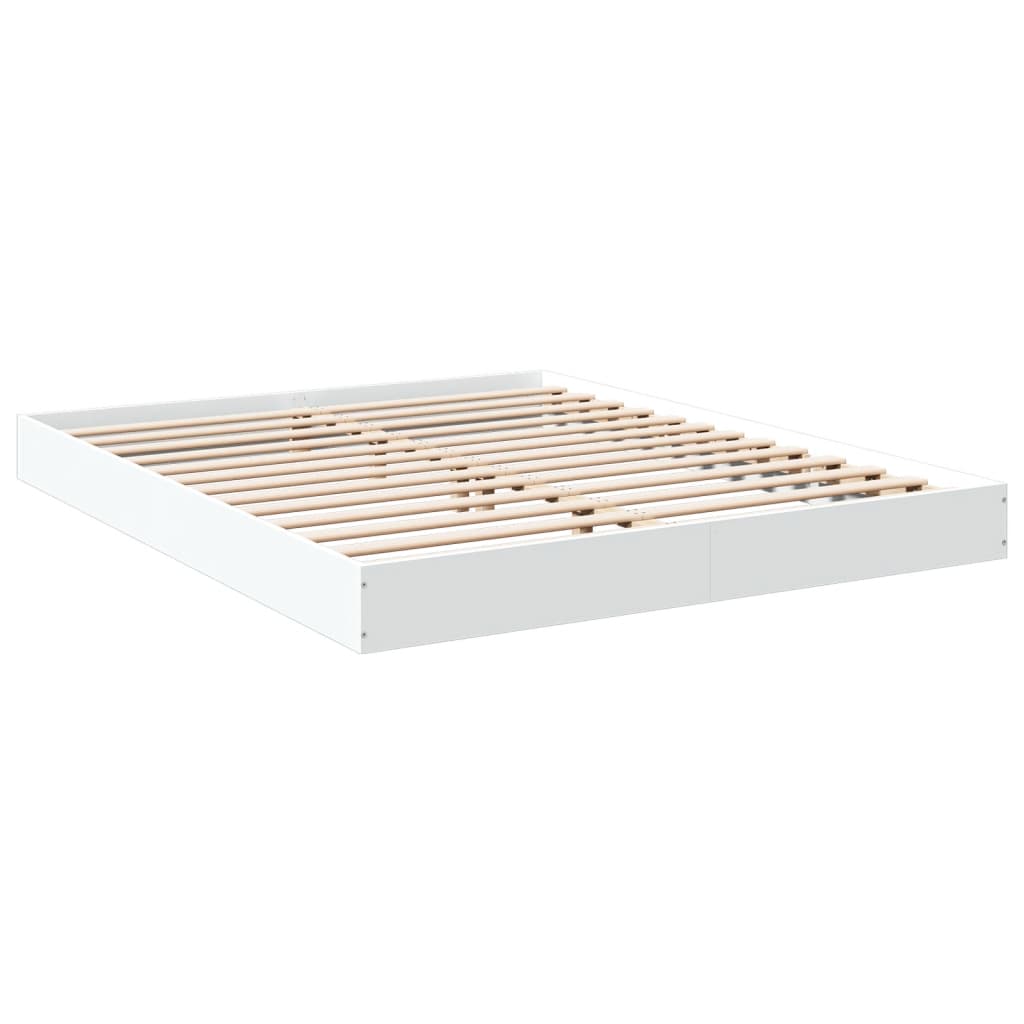 Bed frame without mattress white 150x200 cm engineered wood