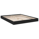 Bed frame without mattress black 150x200 cm engineered wood