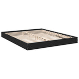 Bed frame without mattress black 150x200 cm engineered wood