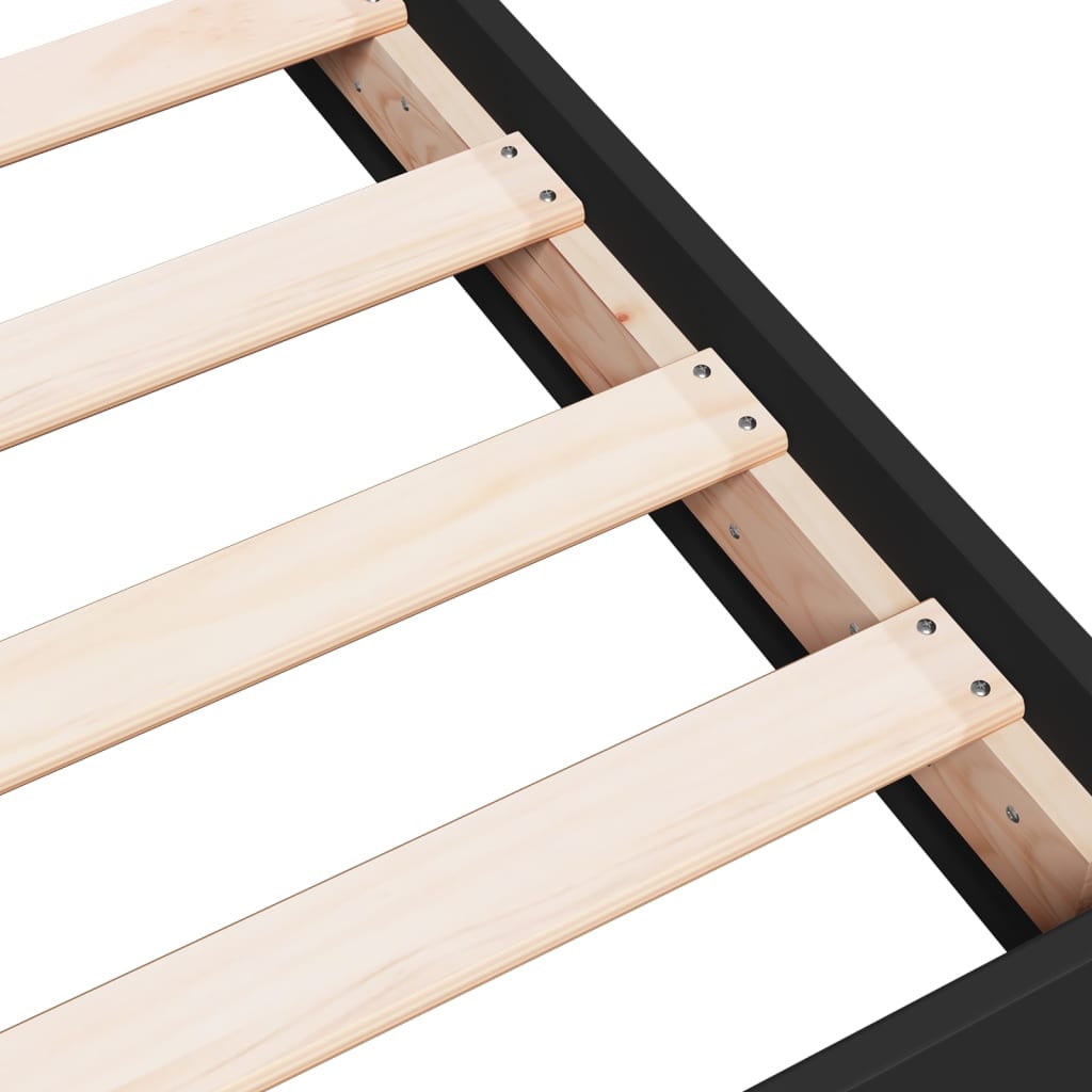 Bed frame without mattress black 150x200 cm engineered wood