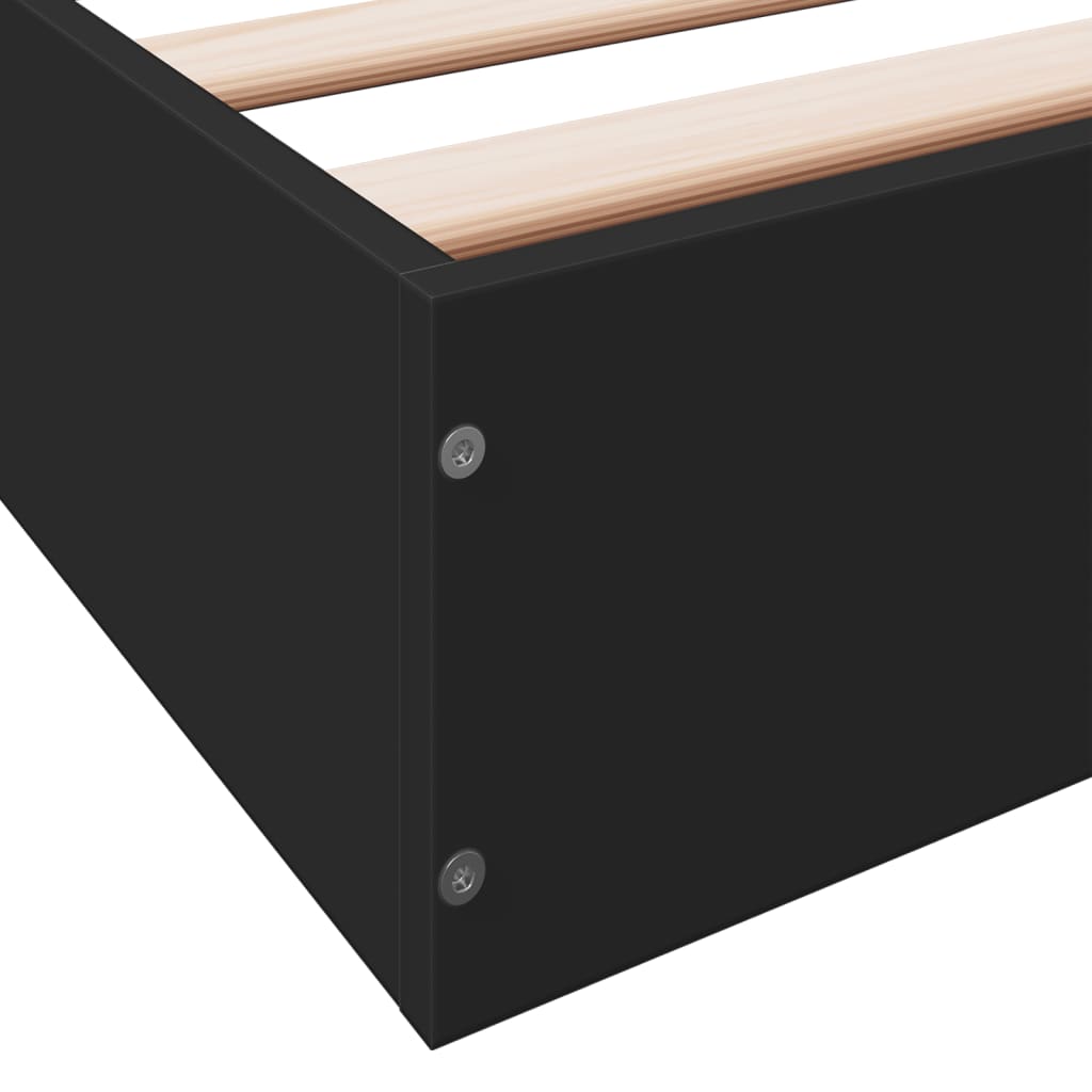 Bed frame without mattress black 150x200 cm engineered wood