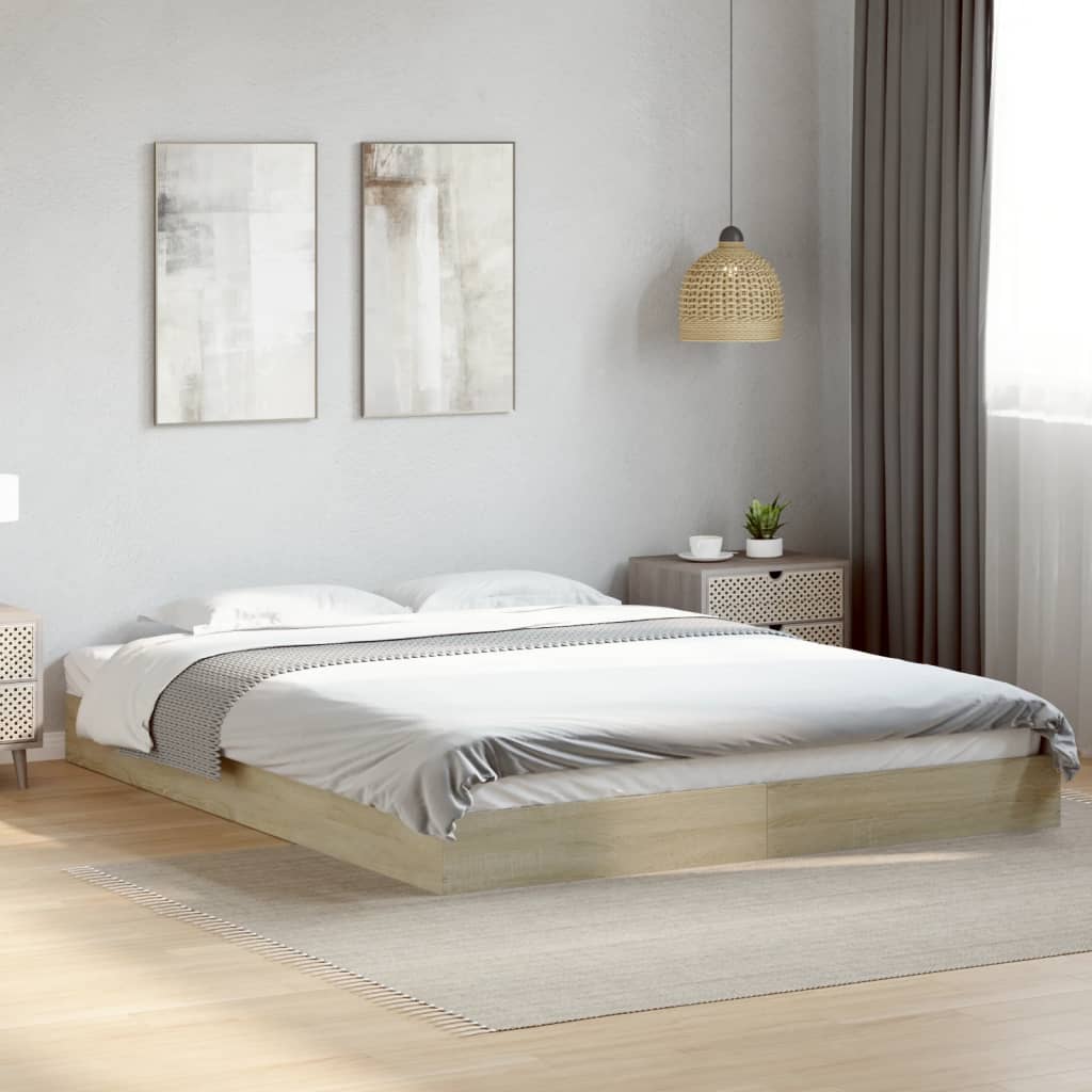 Cadre de lit sans matelas chêne sonoma 150x200 cm