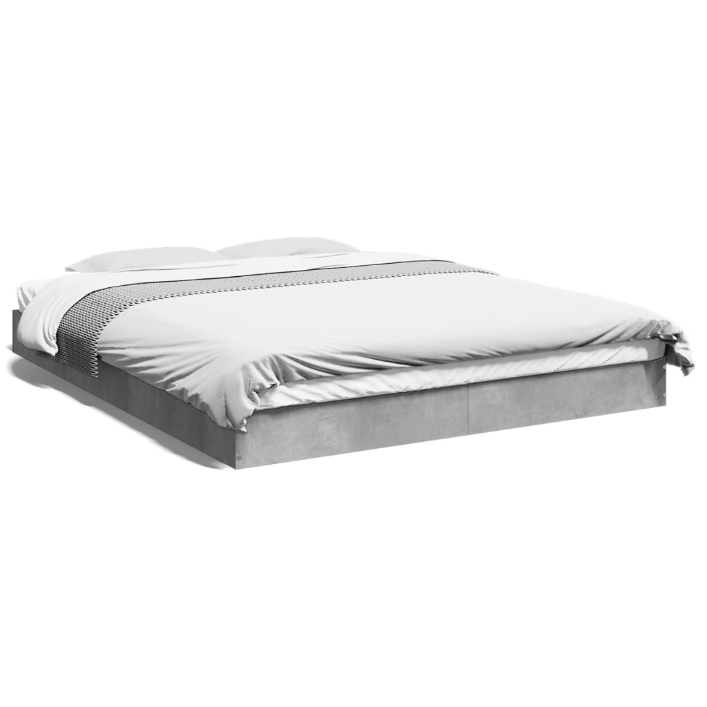 Bed frame without mattress concrete gray 150x200 cm