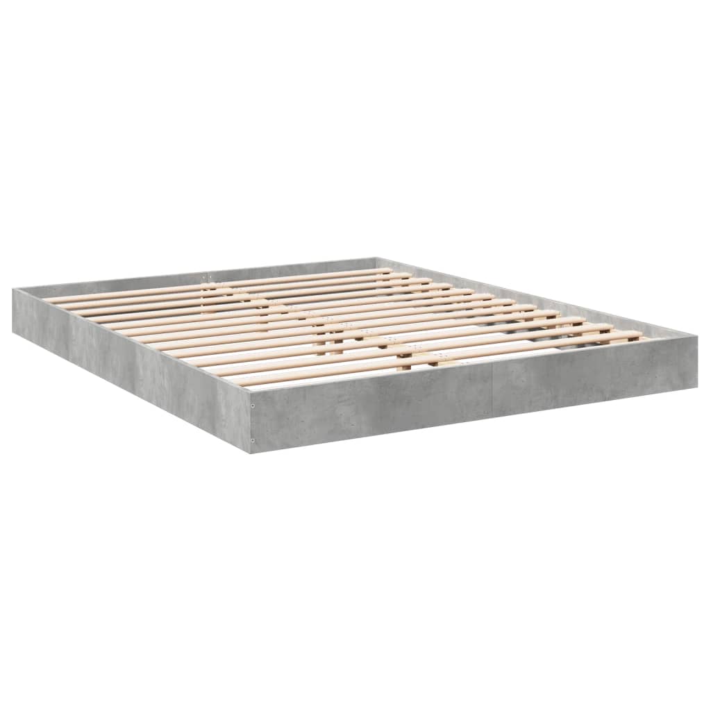 Bed frame without mattress concrete gray 150x200 cm