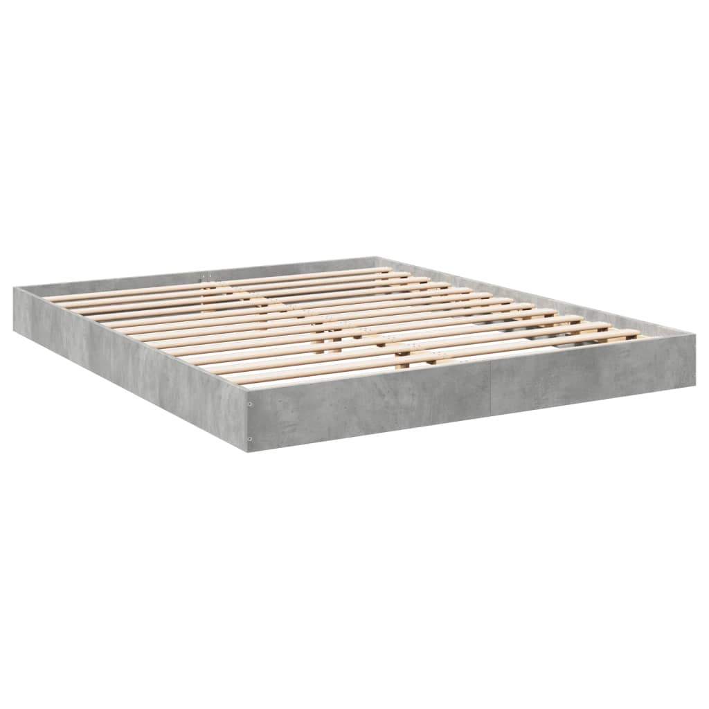 Bed frame without mattress concrete gray 150x200 cm