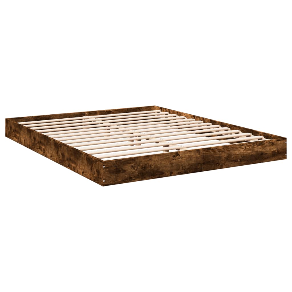 Cadre de lit sans matelas chêne fumé 150x200 cm bois ingénierie