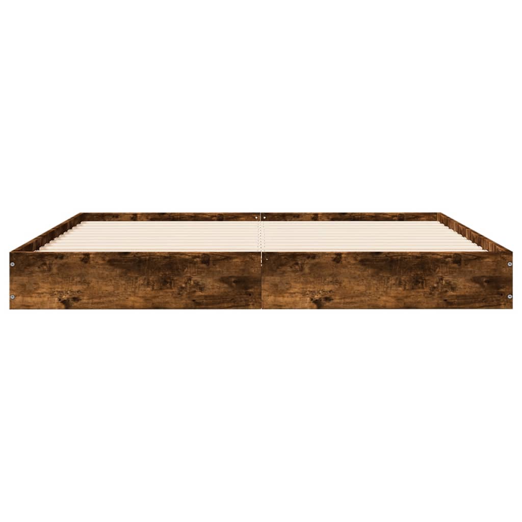 Cadre de lit sans matelas chêne fumé 150x200 cm bois ingénierie