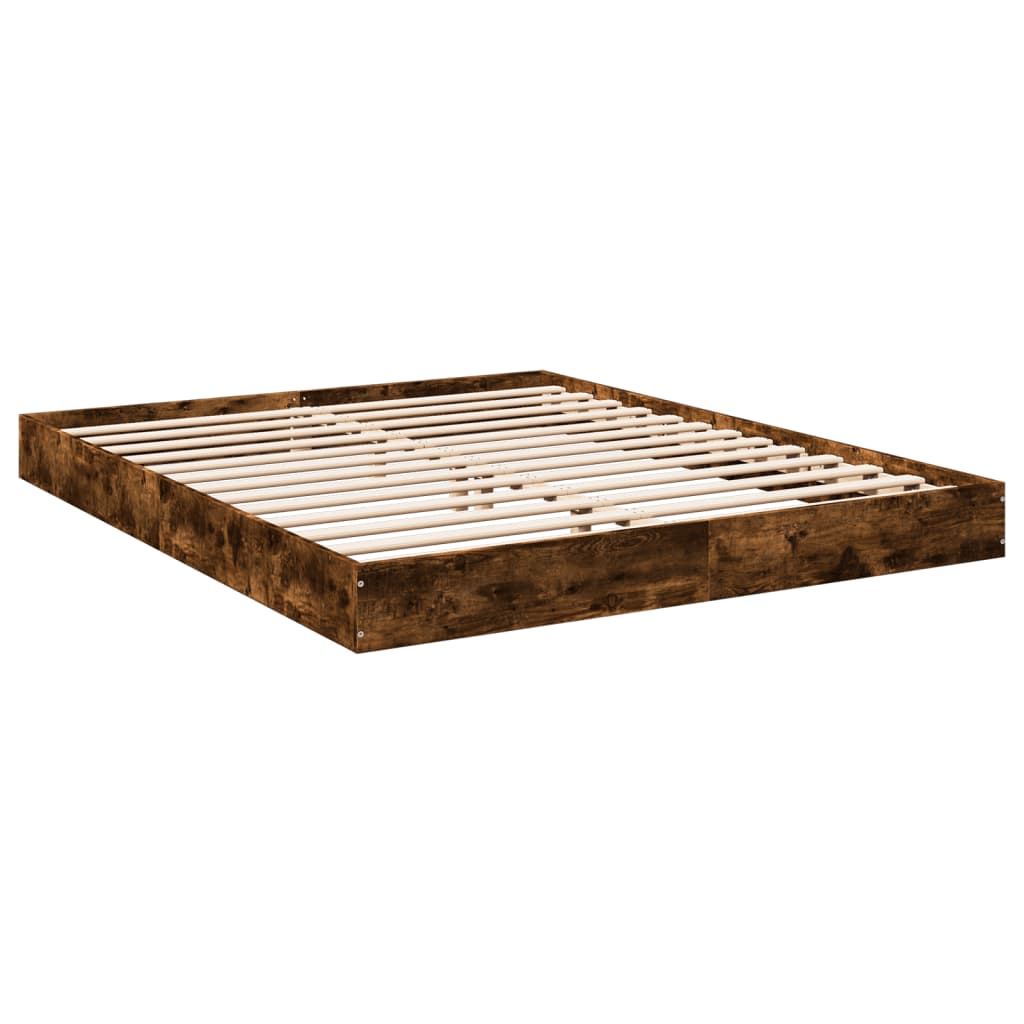 Cadre de lit sans matelas chêne fumé 150x200 cm bois ingénierie