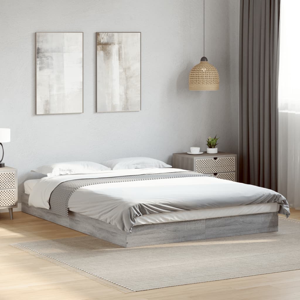 Bed frame without mattress sonoma gray 140x200 cm