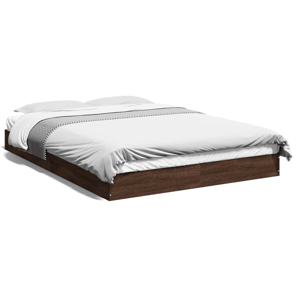 Bed frame without mattress brown oak 120x200 cm