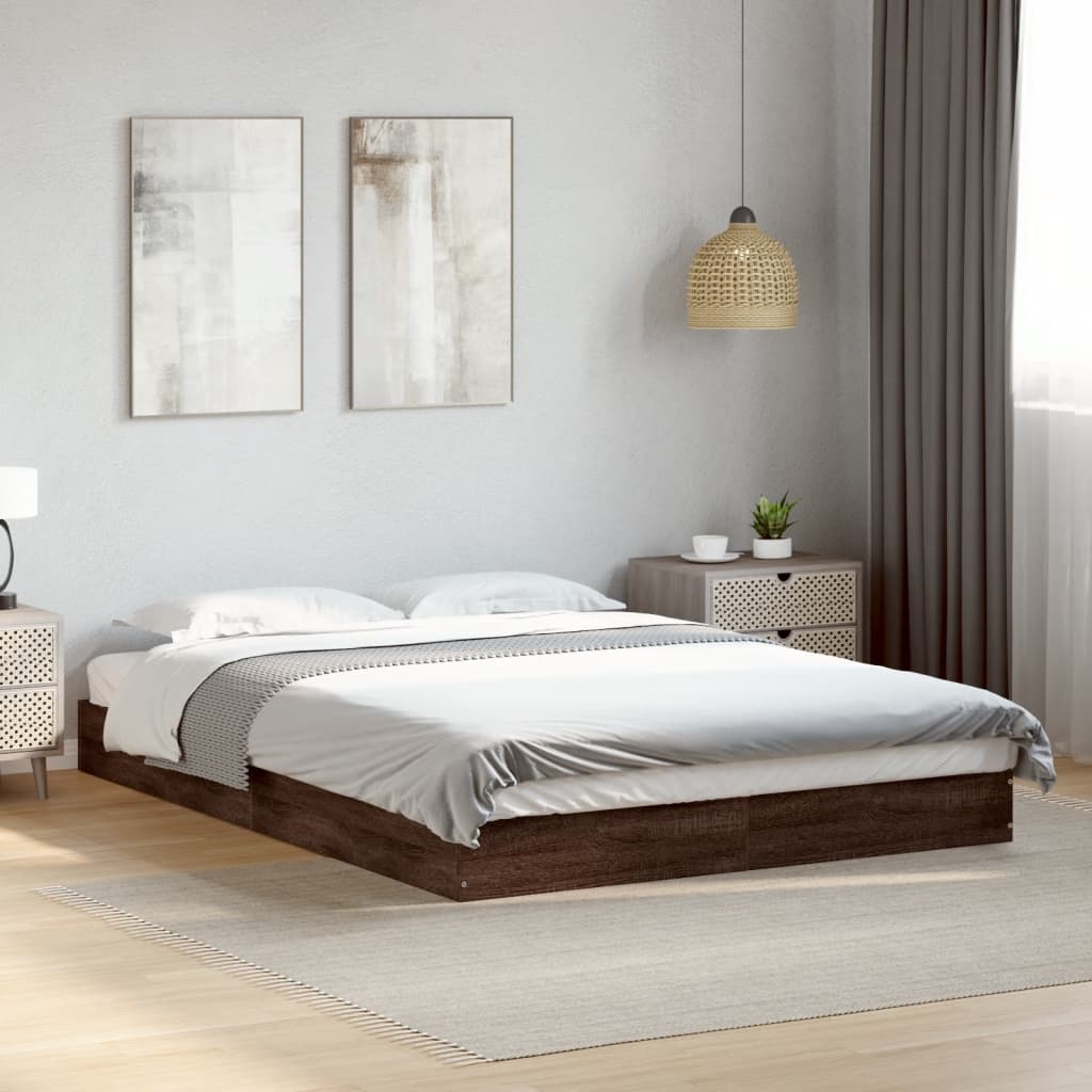 Bed frame without mattress brown oak 120x200 cm