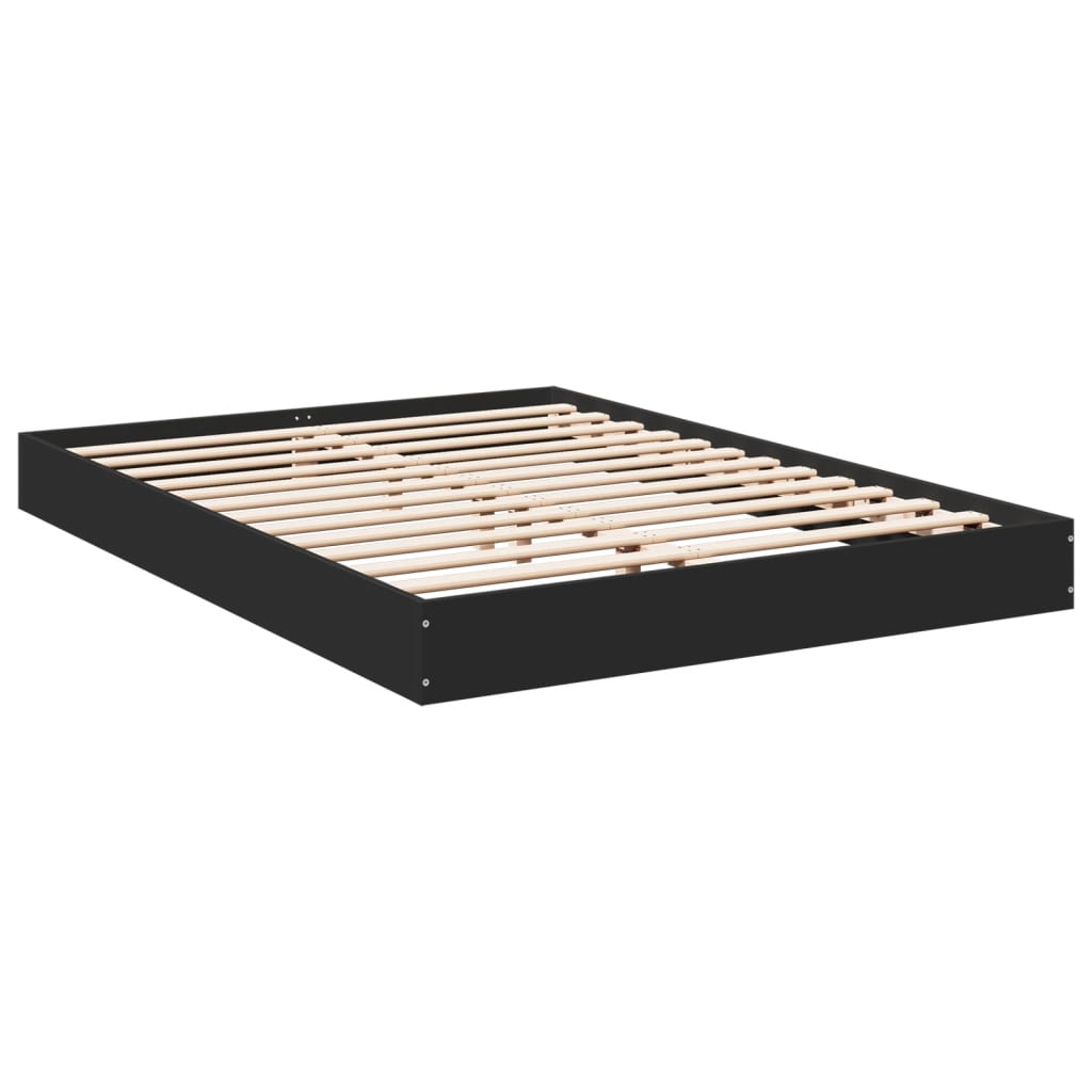 Cadre de lit sans matelas noir 140x190 cm bois d'ingénierie