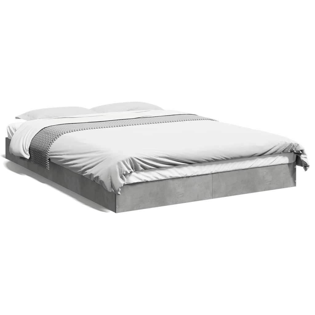 Cadre de lit sans matelas gris béton 140x190 cm