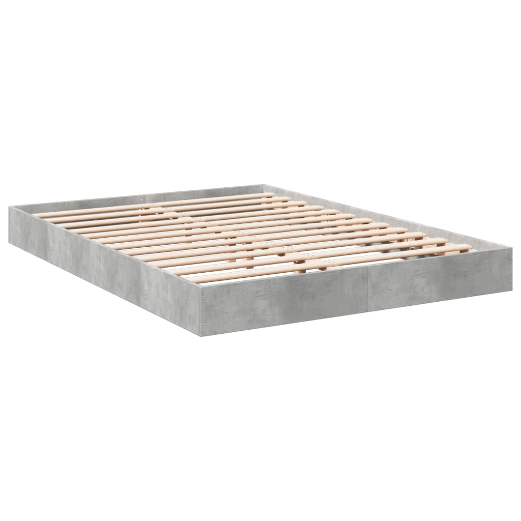 Cadre de lit sans matelas gris béton 140x190 cm