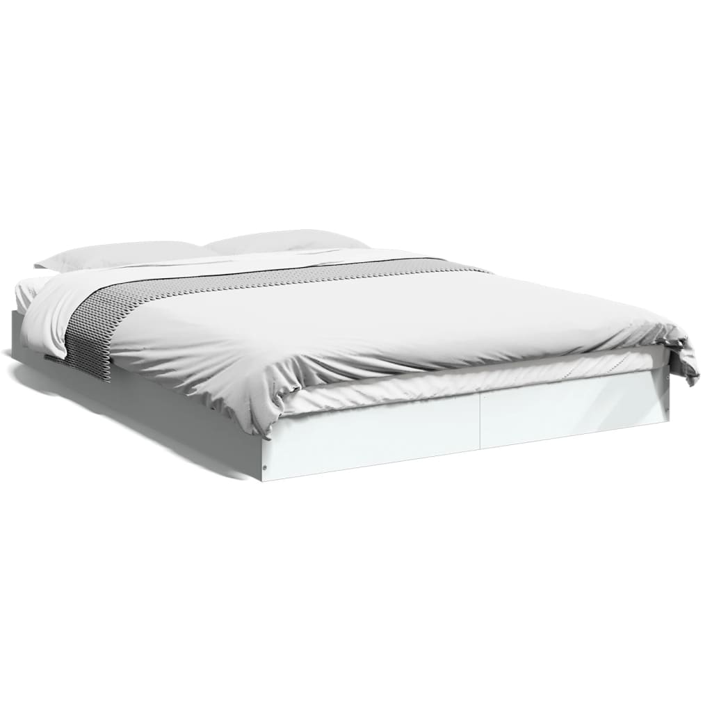 Cadre de lit sans matelas blanc 135x190 cm bois d'ingénierie