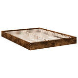 Bed frame without mattress smoked oak 135x190 cm engineered wood