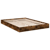 Bed frame without mattress smoked oak 135x190 cm engineered wood