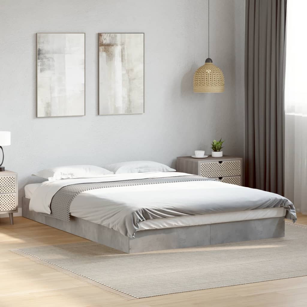 Bed frame without mattress concrete gray 120x190 cm