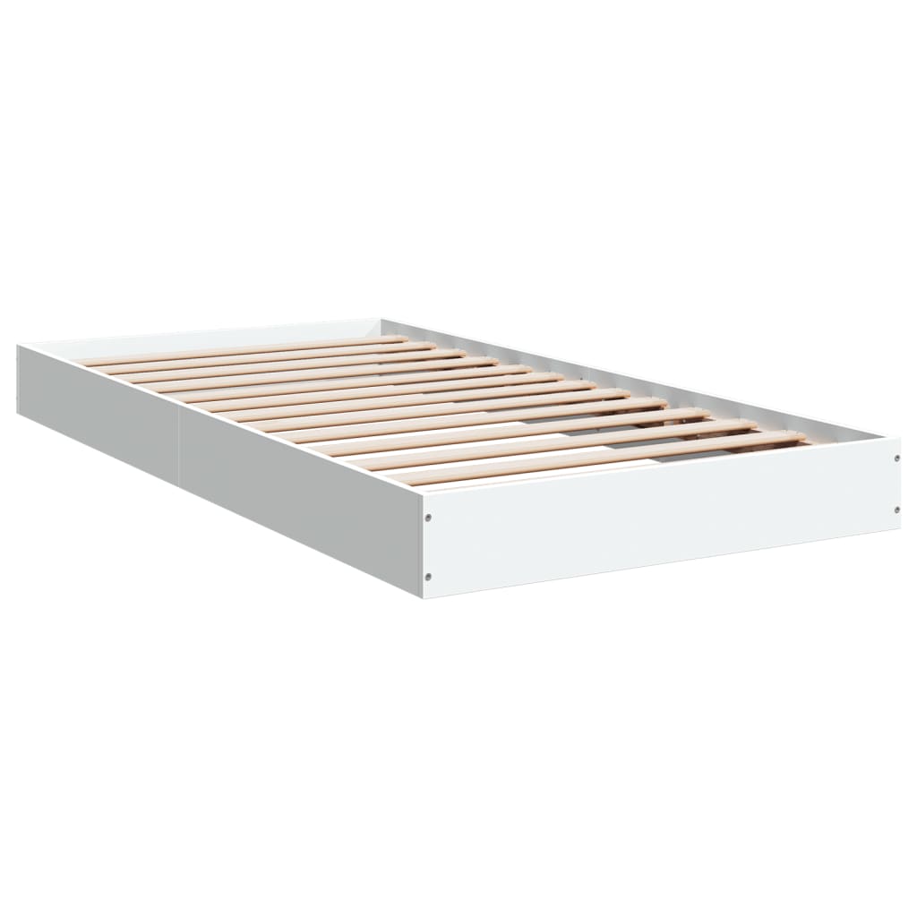 Bed frame without mattress white 100x200 cm engineered wood