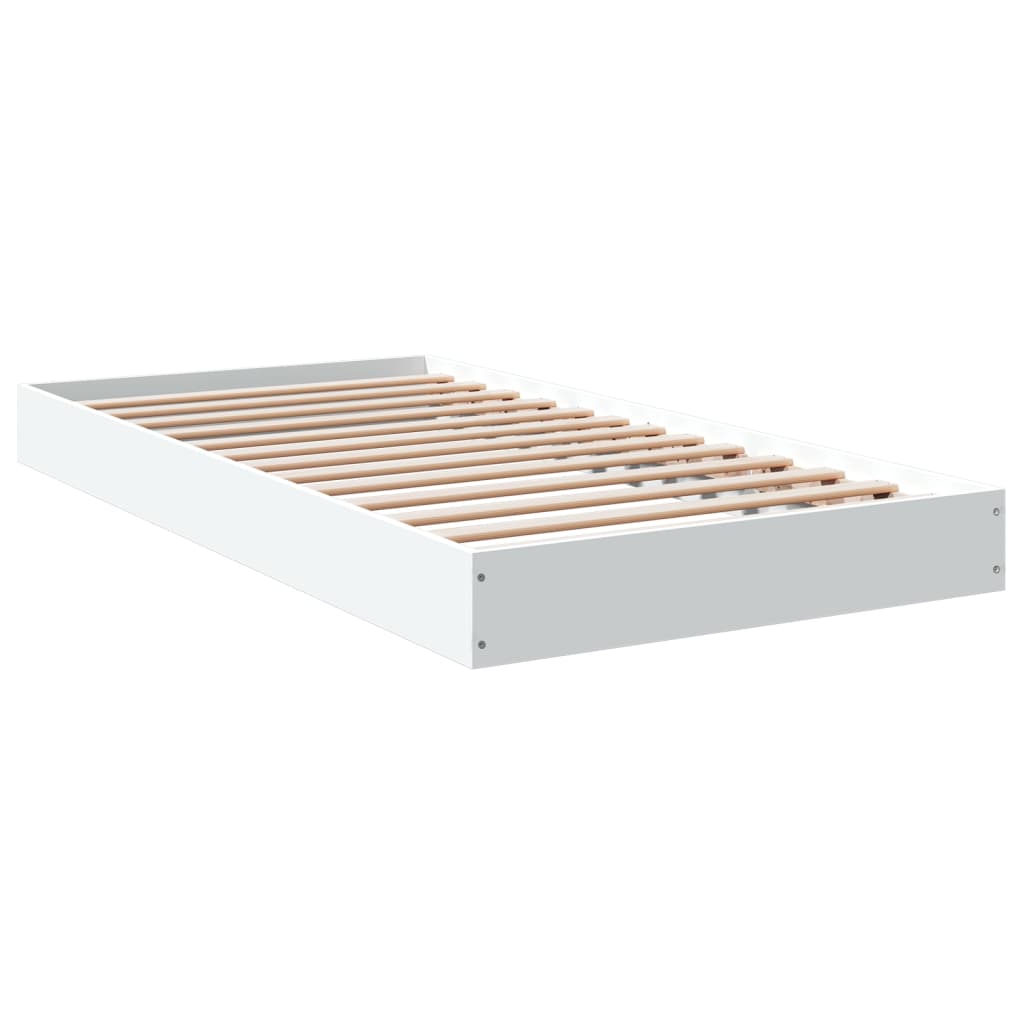 Bed frame without mattress white 100x200 cm engineered wood