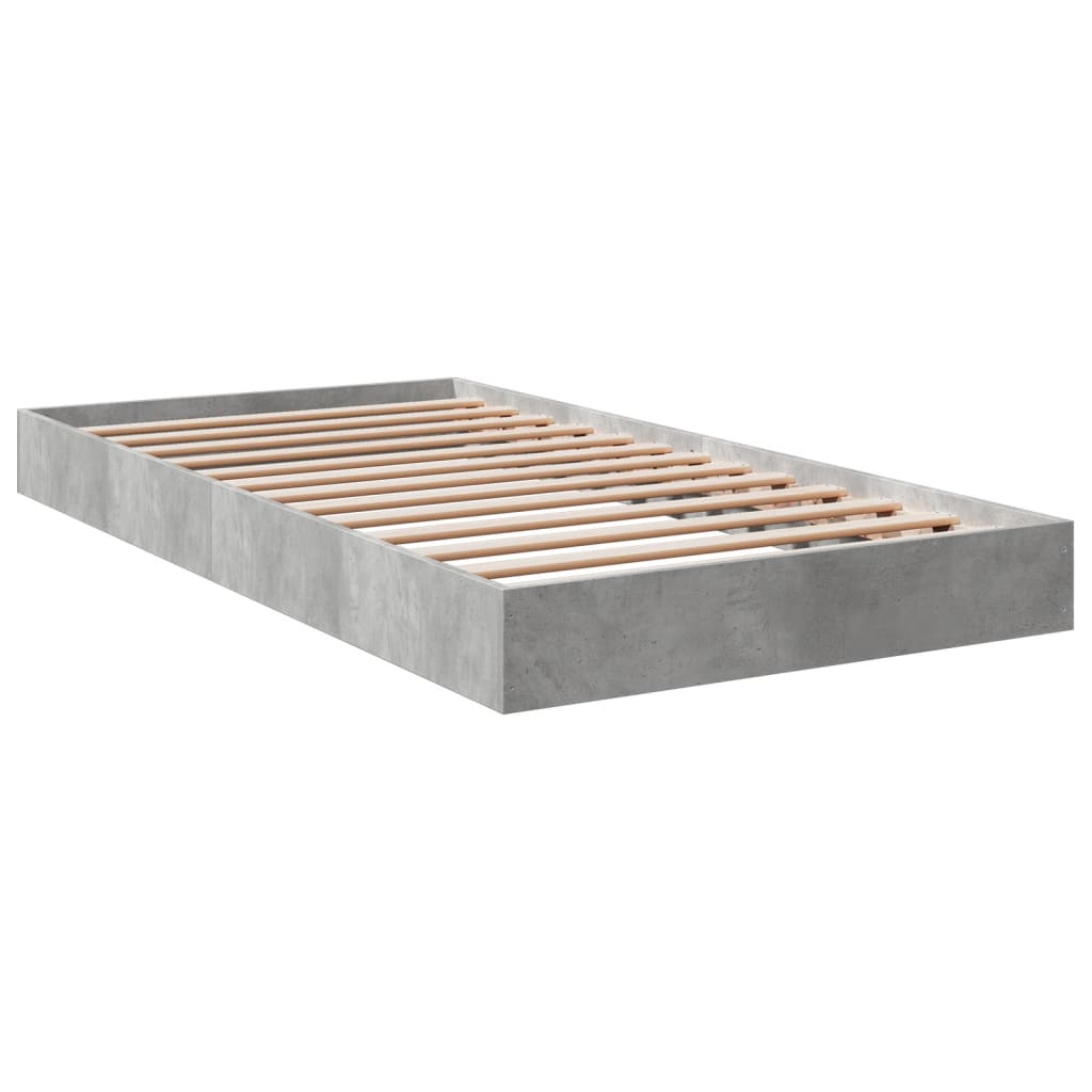 Bed frame without mattress concrete gray 100x200 cm