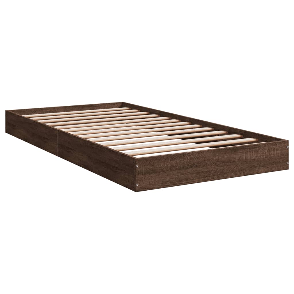 Bed frame without mattress brown oak 100x200 cm