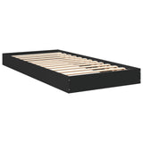 Cadre de lit sans matelas noir 90x200 cm bois d'ingénierie