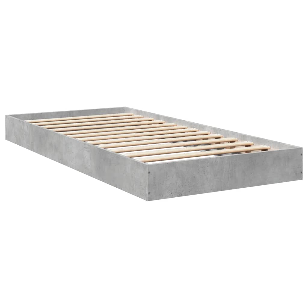 Bed frame without mattress concrete gray 90x200 cm