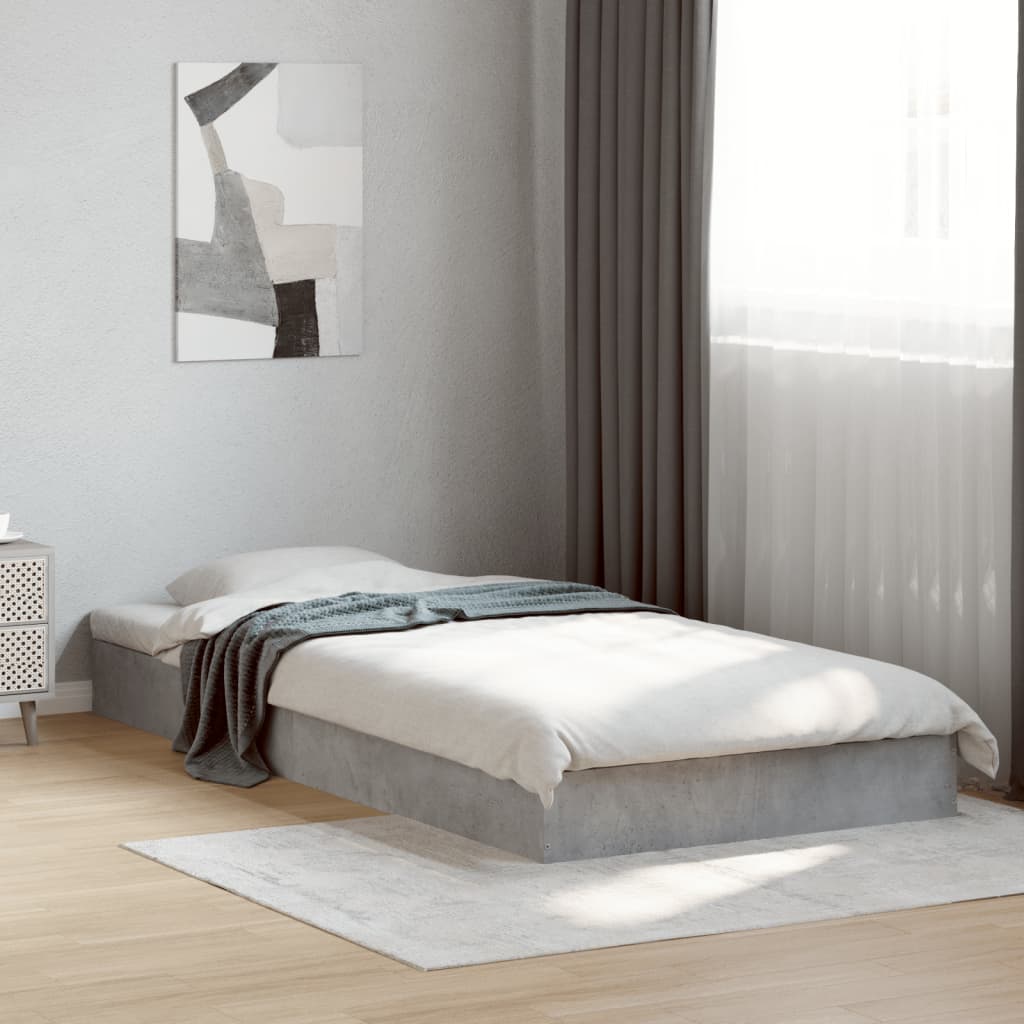 Bed frame without mattress concrete gray 90x200 cm