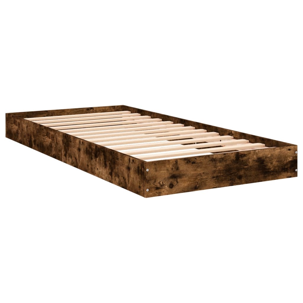 Bed frame without mattress smoked oak 90x200cm engineered wood